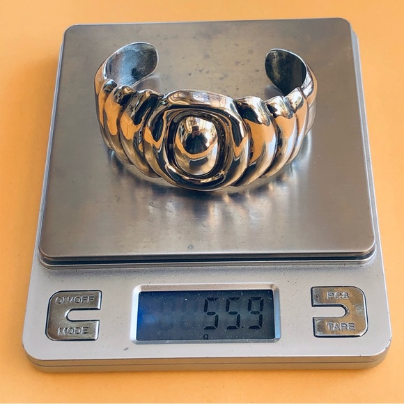 Taxco Mexico 925 Sterling Silver Ribbed Cuff Bracelet Vintage - Picture 8 of 9